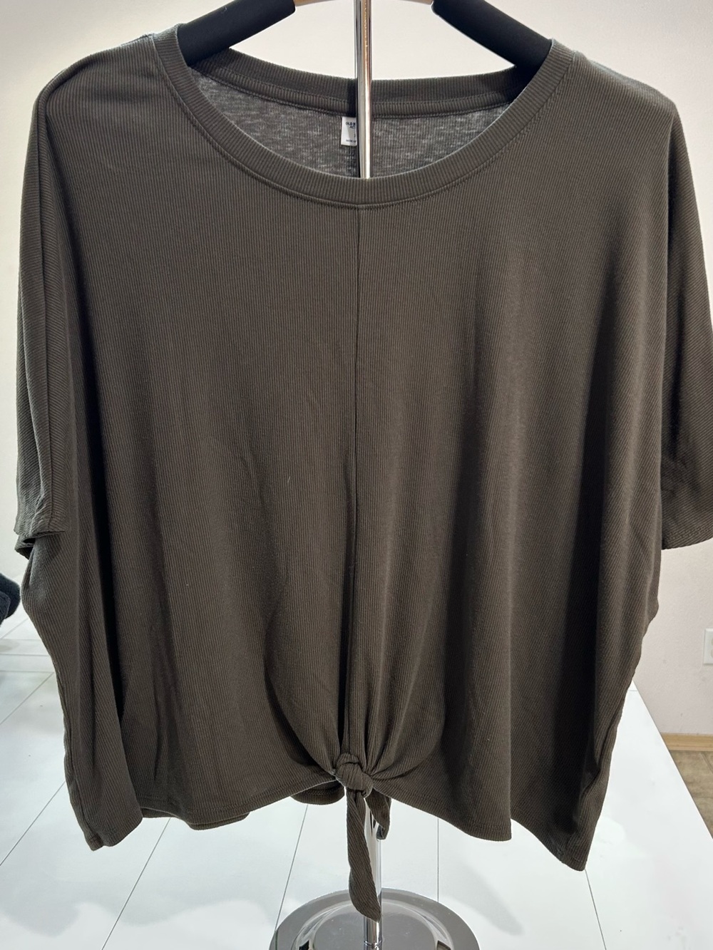 Old Navy Woman’s  Olive Green Short Sleeve Tie-Front Top